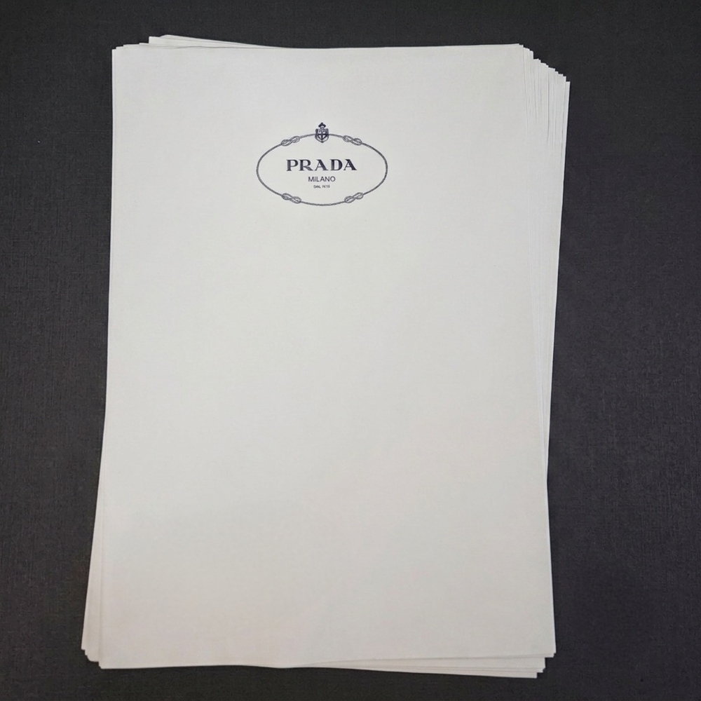 Set of 50 Authentic PRADA Small Tissue Paper Sheets 9.5x13.5" Boutique Gift Wrap